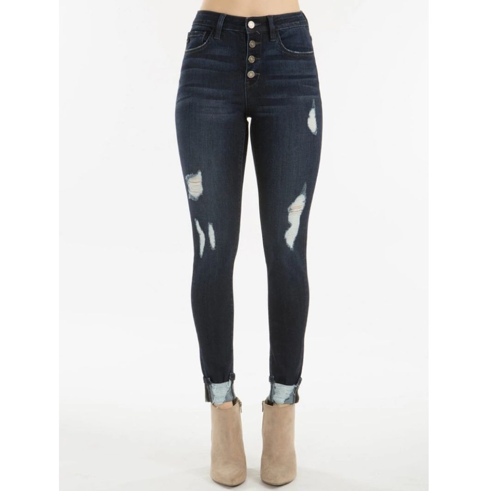 KANCAN HIGH RISE BUTTON FLY ANKLE SKINNY JEANS